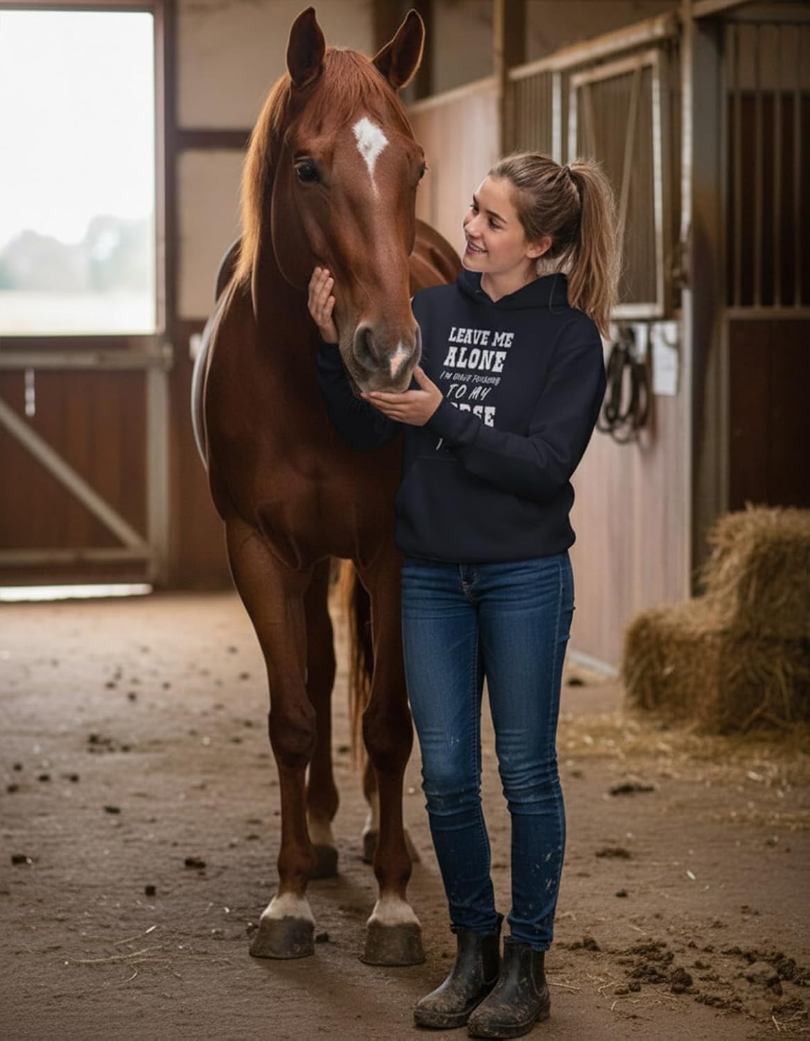 Tstars Leave Me Alone I'm Only Talking to My Horse Hoodie Teen Girls & Women Gift for Riders and Equestrian Fans