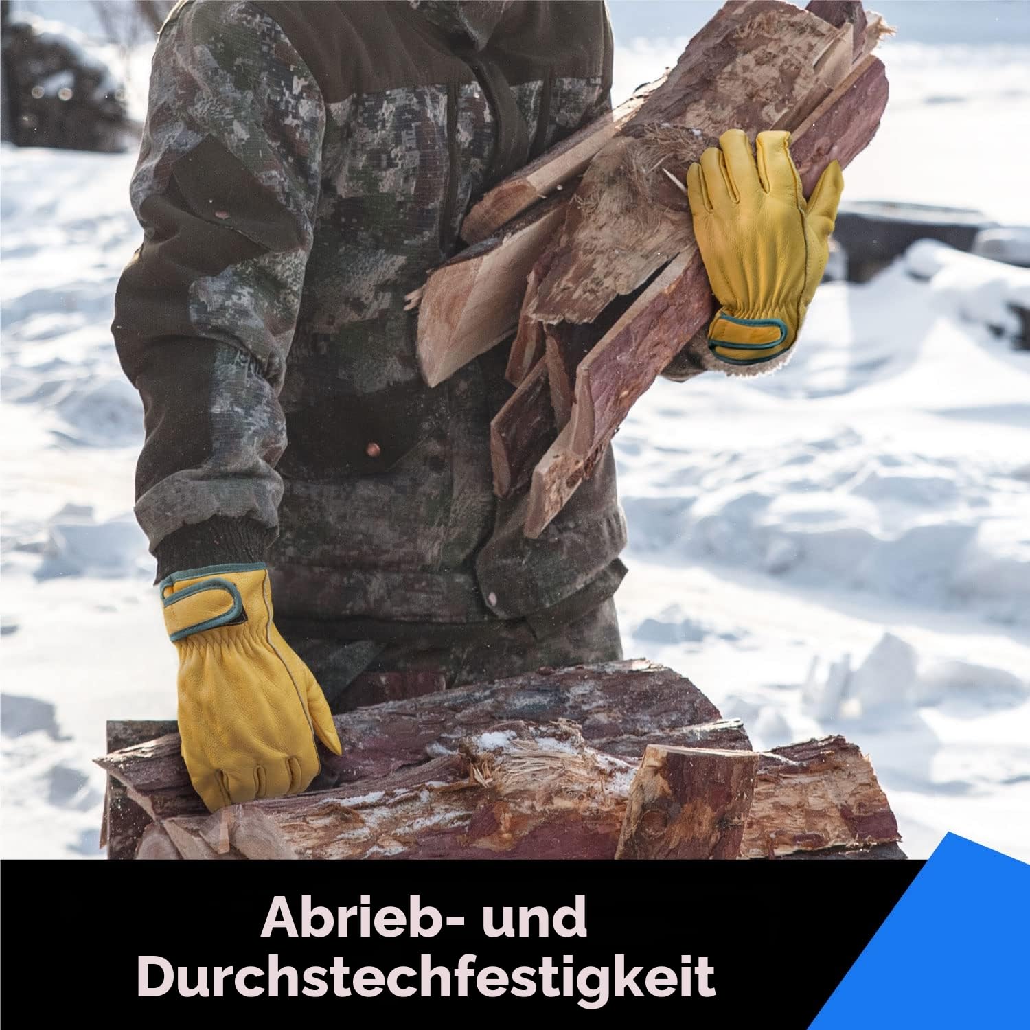 toolant 2 Paar Winterlader Arbeitshandschuhe, Warme 3M Thinsulate Futter für kaltes Wetter Arbeit, 100% Vollkornleder mit Abriebs- und Punktionsbeständigkeit