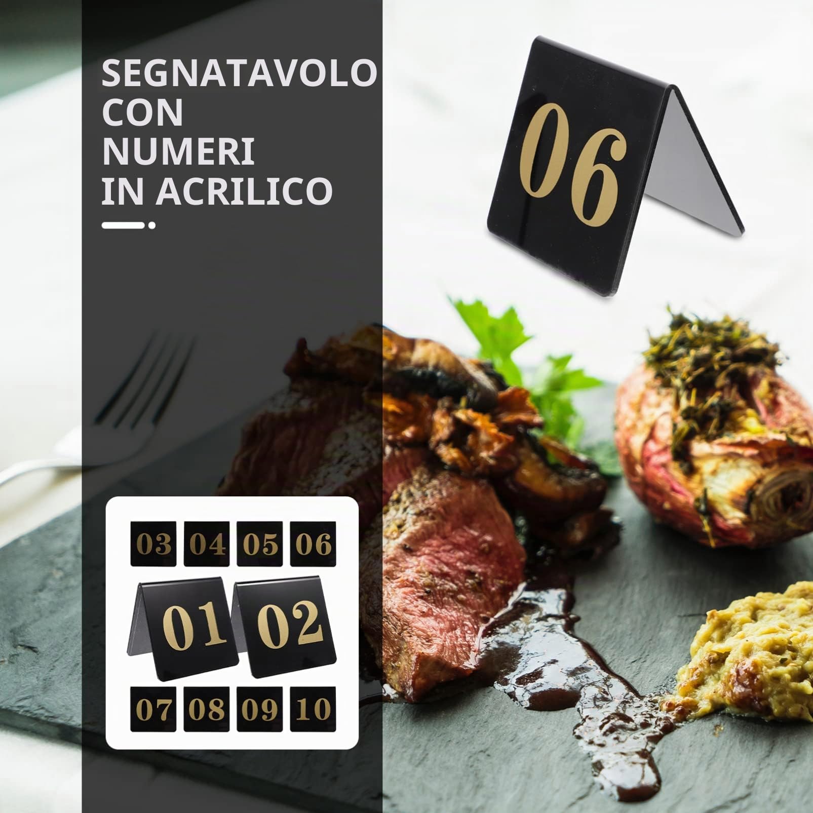 Zerodeko Numeri Da Tavolo Acrilici Neri 10 Pezzi Segnaposti Per Matrimonio Banchetti Ristorante Ricevimenti Doppia Faccia Facile Da Pulire 3.15X3.15X2.76 Pollici