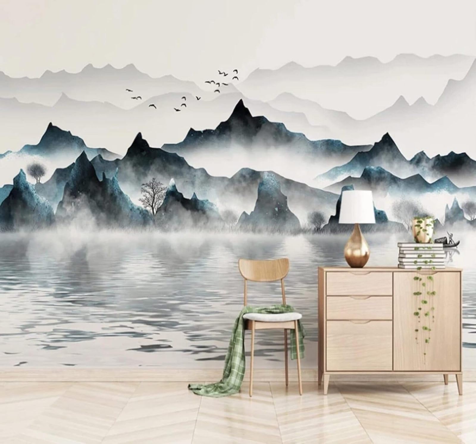XLMING Abstract Ink Landscape Birds in Flight Scenery 3D Wallpaper Luxury Home Dining Decor Paste Sofa Living Room The Wall for Bedroom Mural-430cm×300cm