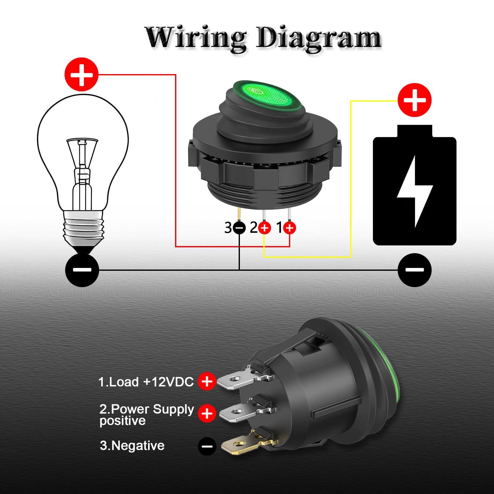 Snapklik.com : Round Rocker Switch, 12V Toggle Switch, Waterproof ...
