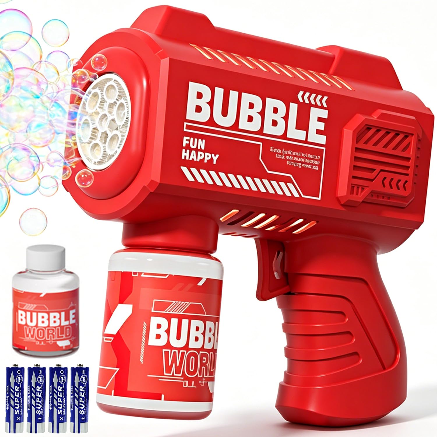 Bubbles Maker, Machine Gun Blaster, Portable Bubble Machine, Electric Silent Handheld Bubble Makers, Light Up Automatic Bubble Blower Toys for Party Wedding Outdoor Garden(Red) — image 1