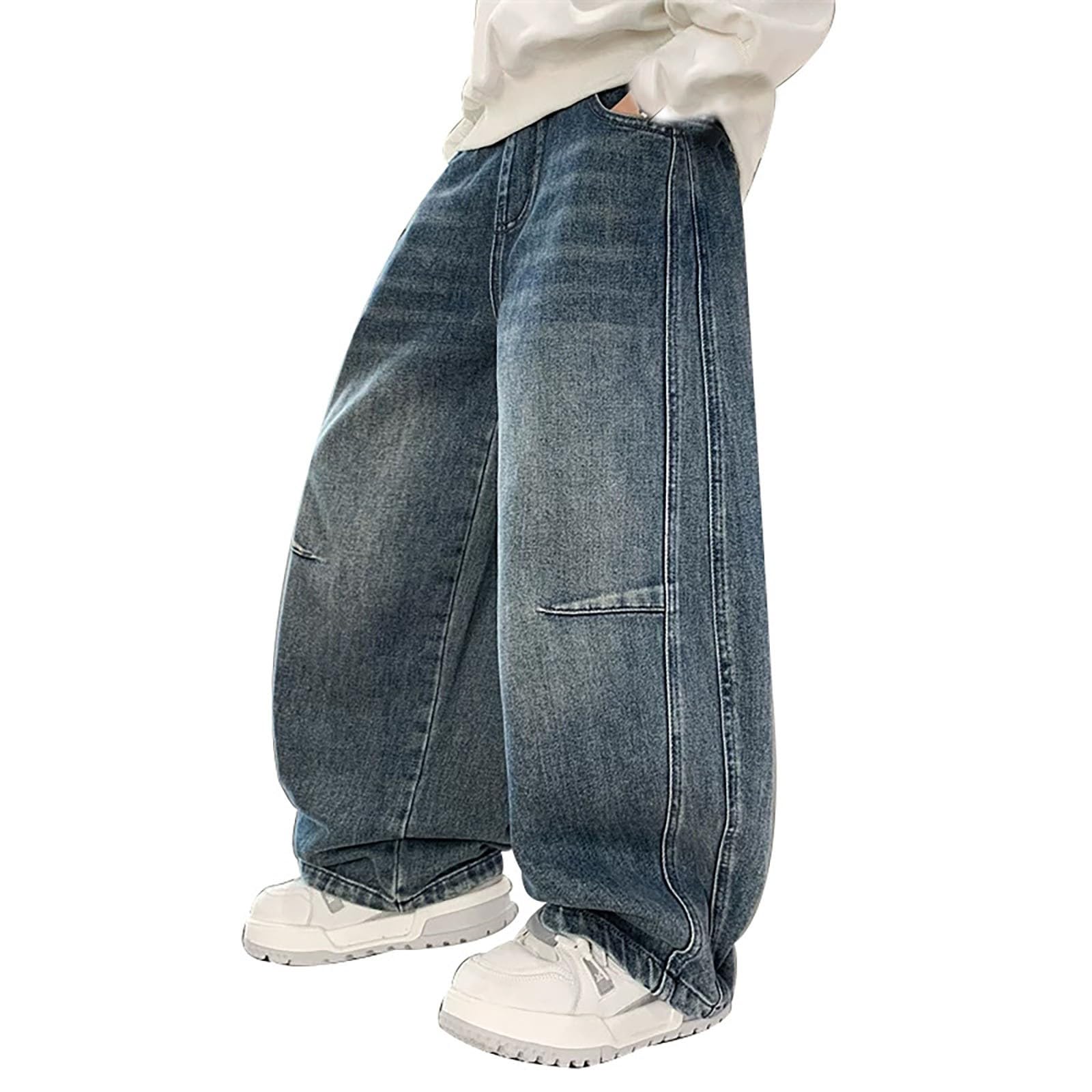 Pantalones vaqueros clásicos infantiles de denim resistente con refuerzo en rodilla 7