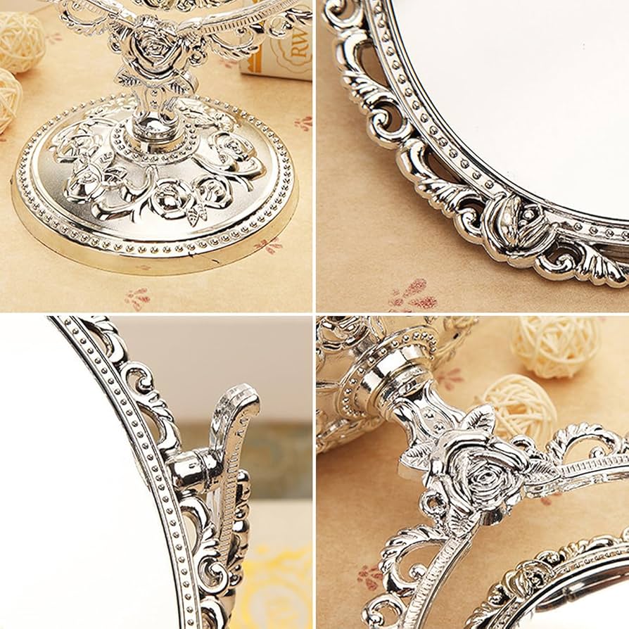 メイクアップミラー 片面化粧鏡 ヴィンテージ 360度回転 鏡 ゴールド メイクアップミラー 片面化粧鏡 ヴィンテージ 360度回転 鏡