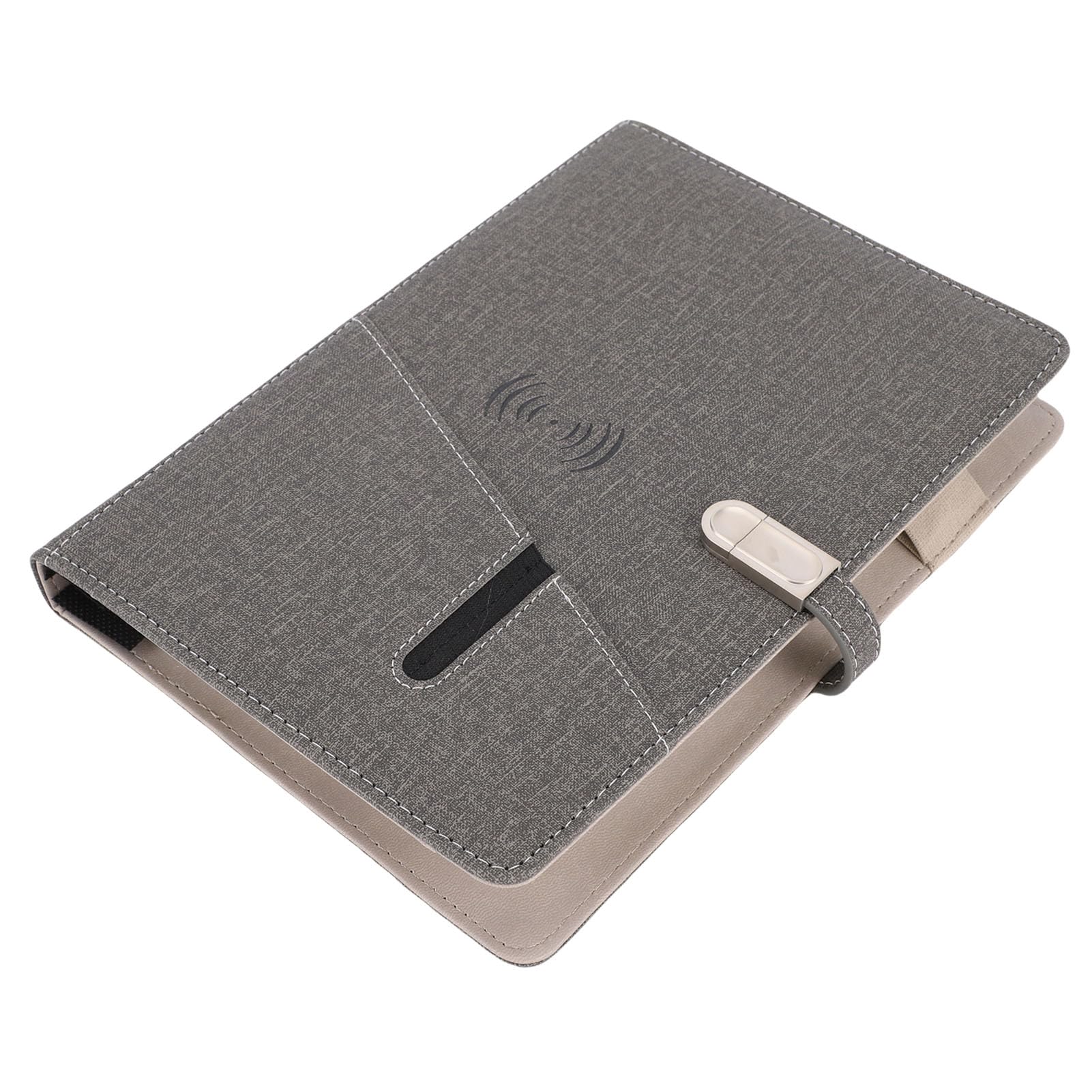 Focket Cuaderno de Negocios Inteligente, 160 Páginas A5 Portátil Encuadernado con Lámpara Grabación de Audio Cargador Inalámbrico de 15W Portátil 8000mAh Banco de Energía con Planificador Inteligente