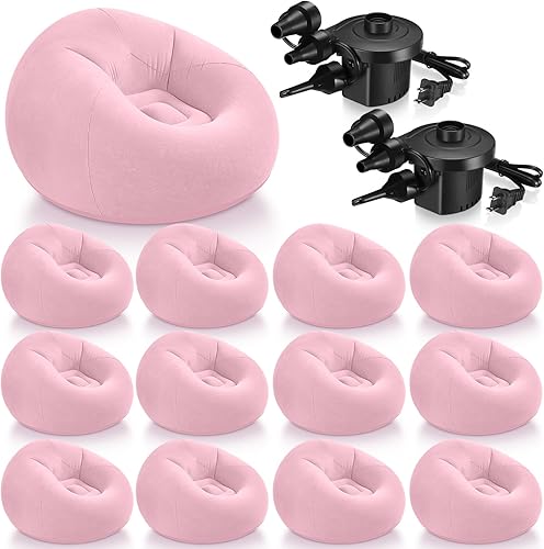 Realspring 12 piezas de puf inflables para adultos con bomba de aire eléctrica, sofá plegable portátil inflable sofá perezoso para noches de cine al