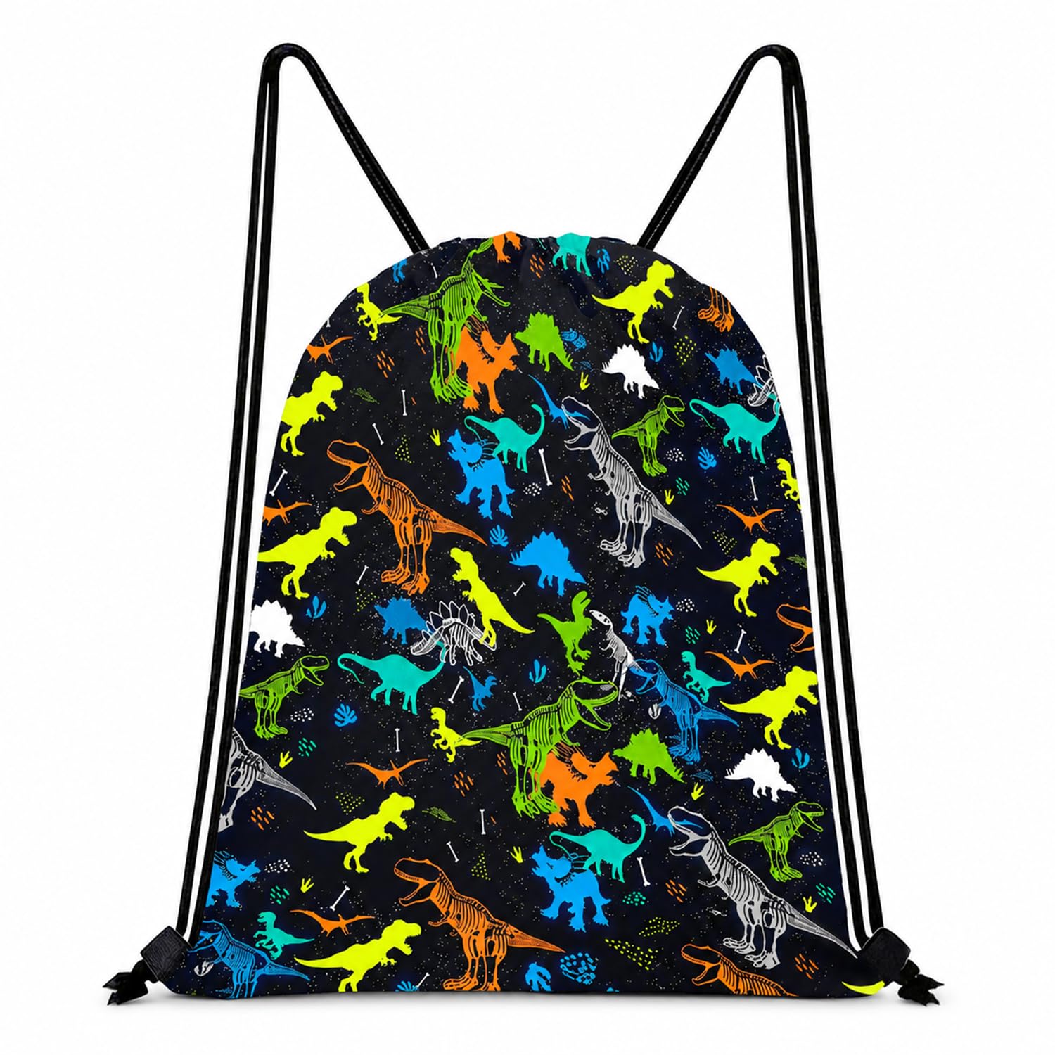 Calenovia Dinosaur Drawstring Bags, Kids Swimming Bag, PE Bag, Polyester Waterproof Swim Bag Kids for Swim Gear, Shoes, Training, Travel Basketball, Dinosaur Gifts for Boys