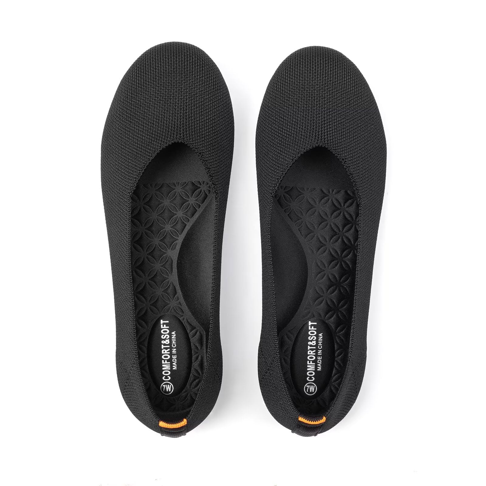 Frank Mully Damen-Ballerinas, breite Ballerinas, Slip-on-Strickschuhe, Bequeme, runde Zehenpartie für Damen