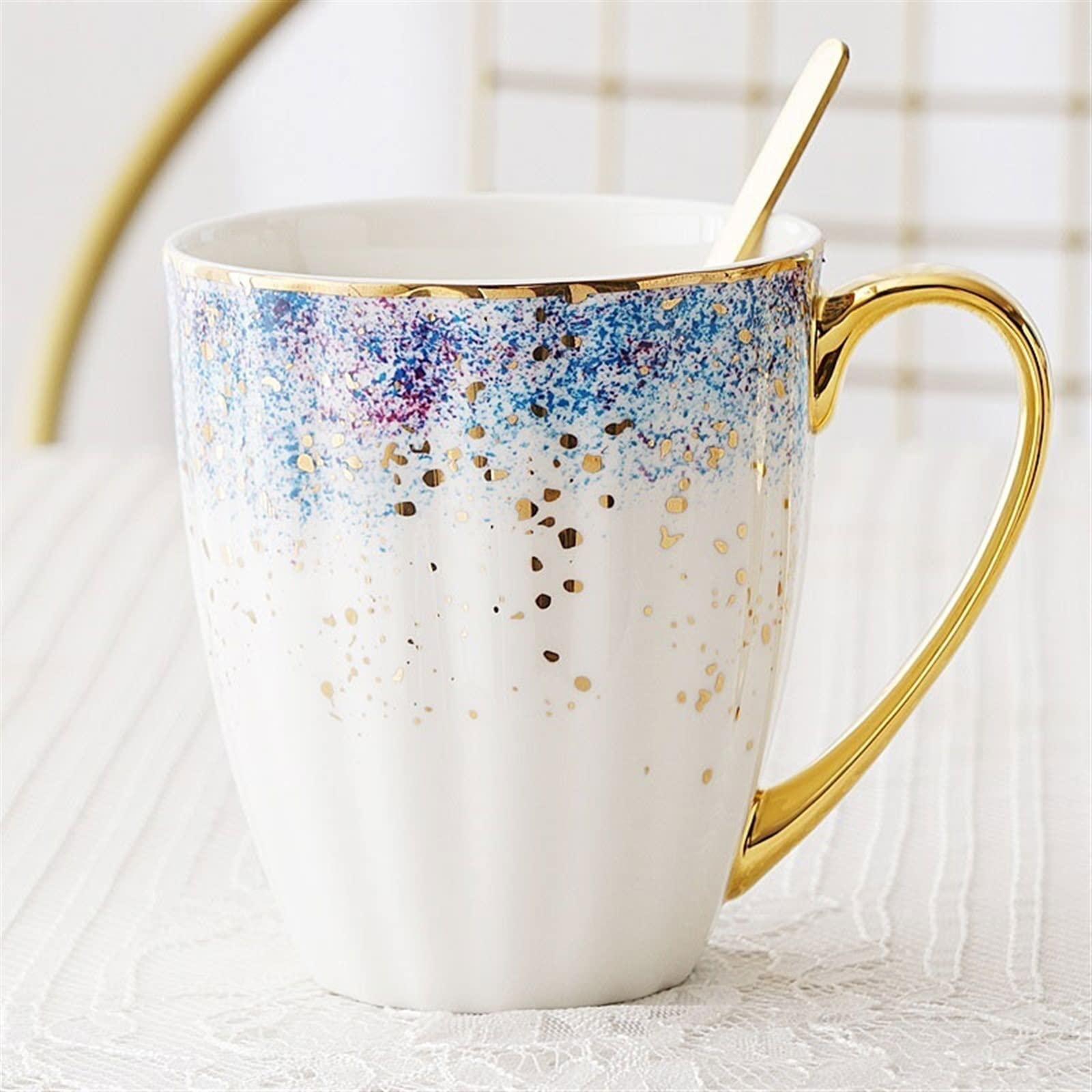 Latte Coffee 400Ml Wykwintny Kubek Do Wody Z Porcelany Kostnej Do Użytku Domowego Z Łyżeczką Filiżanka Do Mleka Na Śniadanie Zestaw Do Kawy