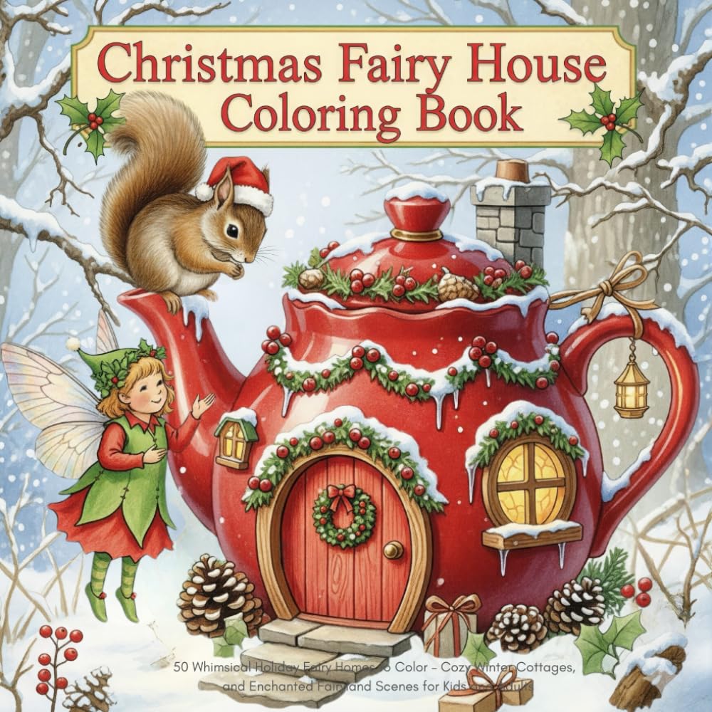 Christmas Fairy House Coloring Book: 50 Whimsical Holiday Fairy Homes to Color – Cozy Winter Cottages and Enchanted Fairyland Scenes for Kids and Adults