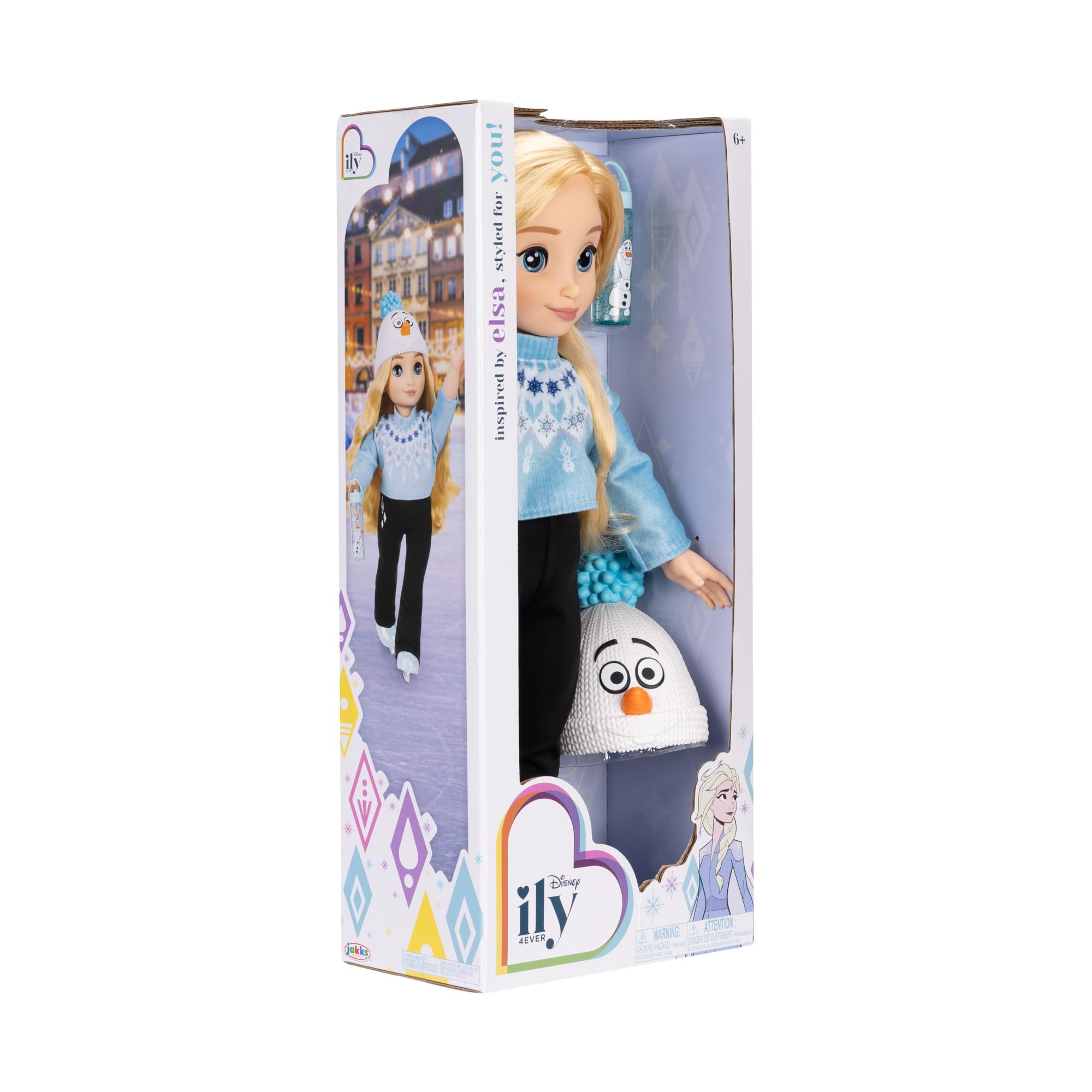 Jakks Pacific Disney ILY 4ever Elsa inspirowana modą lalką z niebieskim swetrem i czarnymi spodniami, 45,7 cm, z akcesoriami zimowymi, dla dziewczynek 6+ lat