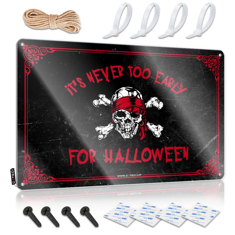 HELIOFORGE Tin Signs It'S Never Too Early For Halloween Tin Sign Beer Signs For Bar Funny Kitchen Signs(20X30CM)