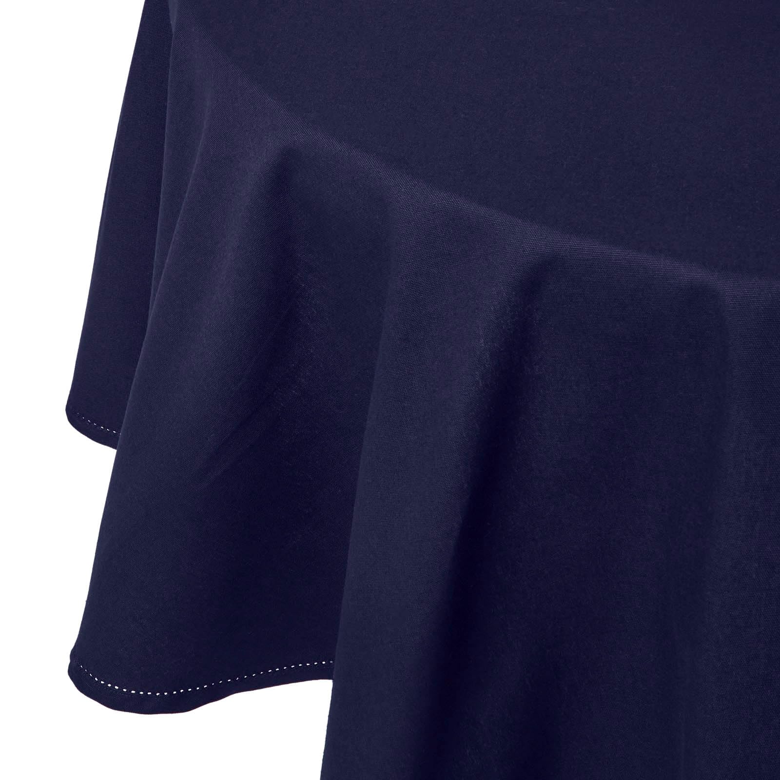 Homescapes (178 Cm Round, Blue) Plain Cotton Tablecloth
