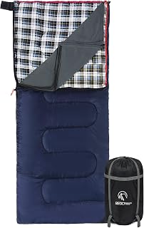 REDCAMP Cotton Flannel Sleeping Bags for Camping, 41F/5C 3-4 Season Warm and Comfortable, Envelope Blue with 2/3/4lbs Filling (75"x33")