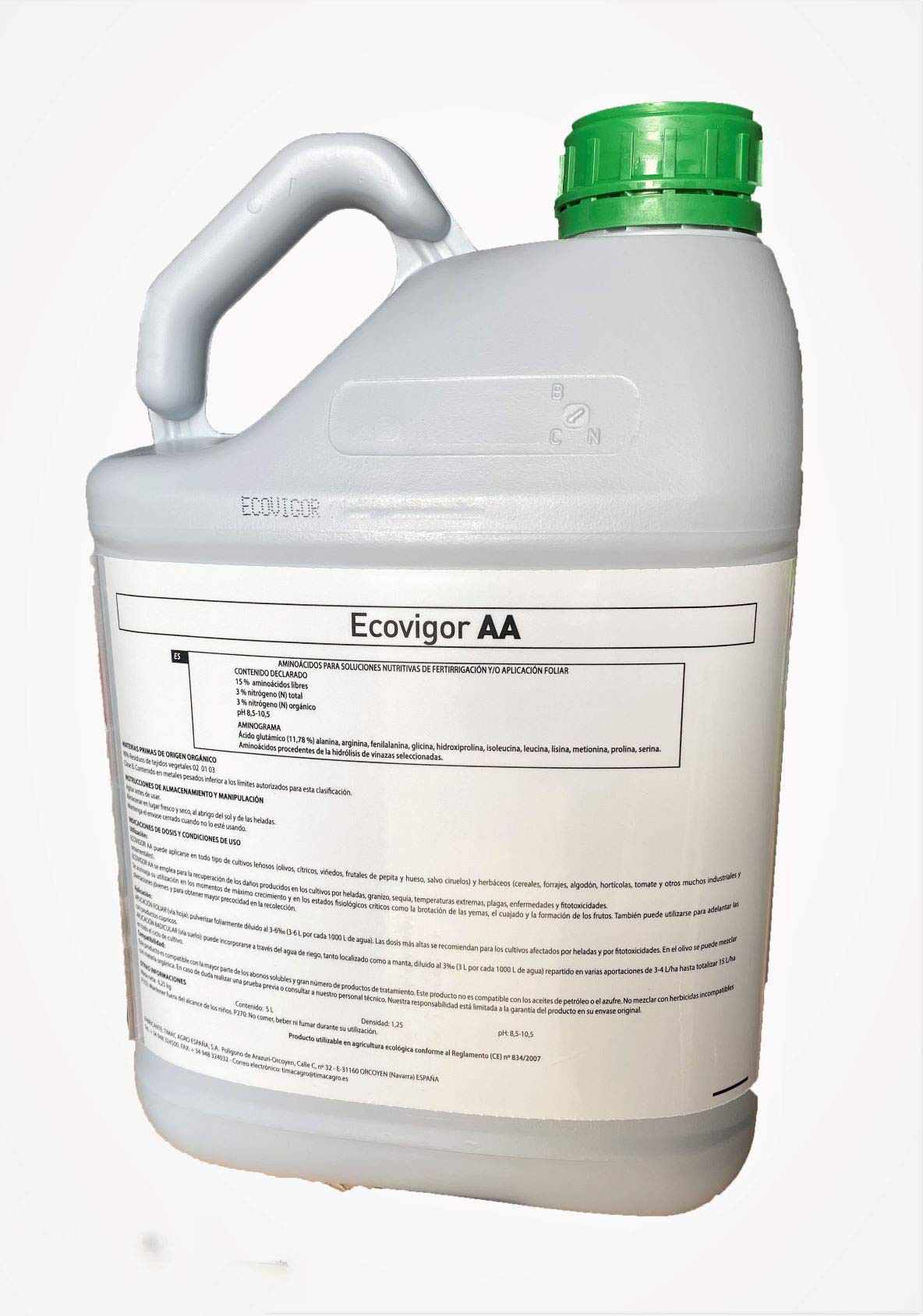 Todo Cultivo ECOVIGOR AA – (Aminoácidos foliares ecológicos de máxima Calidad) Envase de 5 litros.