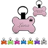 2 Pack Silicone Dog Tag, Personalized Silent Pet Tag with Unique Name Pattern Art Design, Pet Id Name Tag Bone Design for Dogs Small Medium and Large