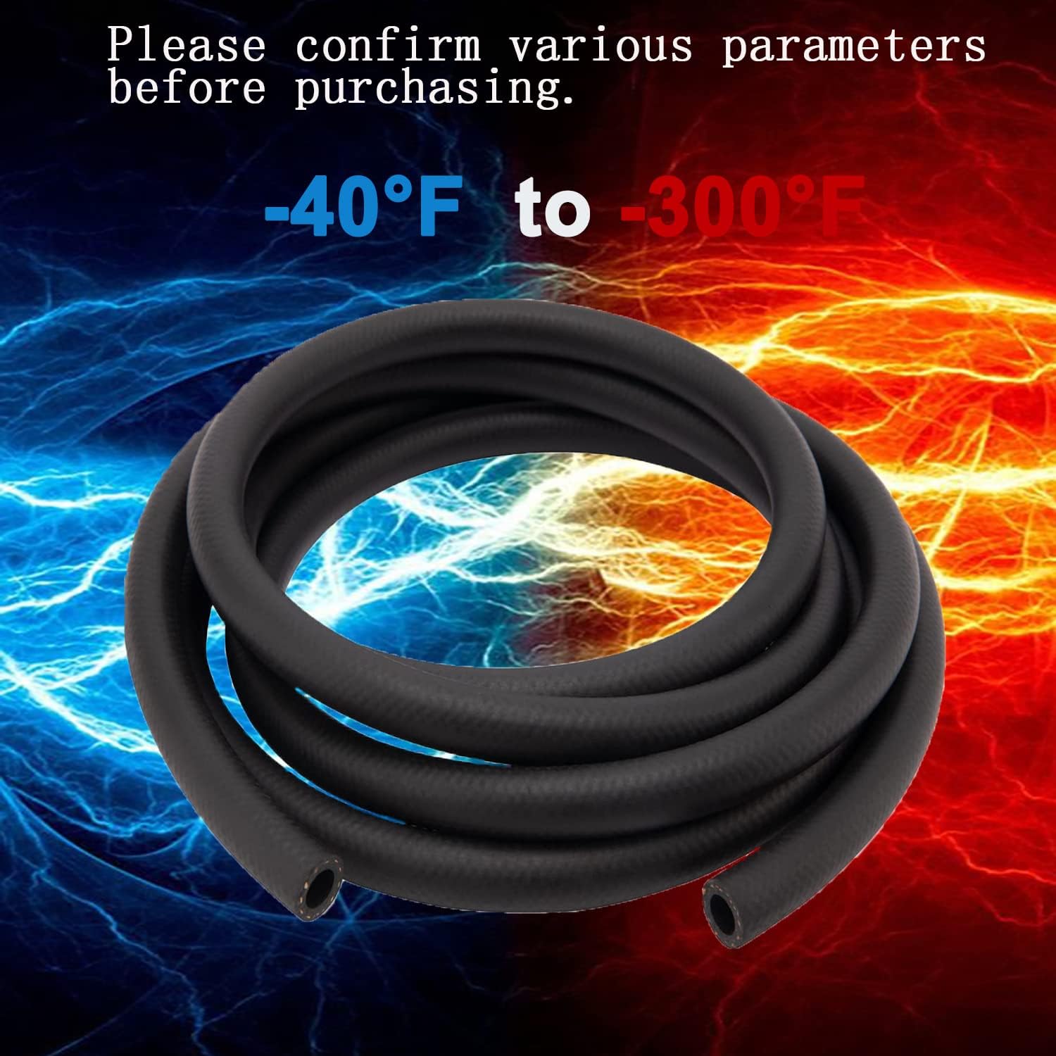 Fuel Line 10 Feet 1/2 Inch ID NBR Fuel Line Hose 0.78 Inch OD Black Nylon Steel Oil Gas Fuel Line Hose with 10 Clamps Suitable for Fuel Systems Engines (1/2in 10Ft) : Automotive