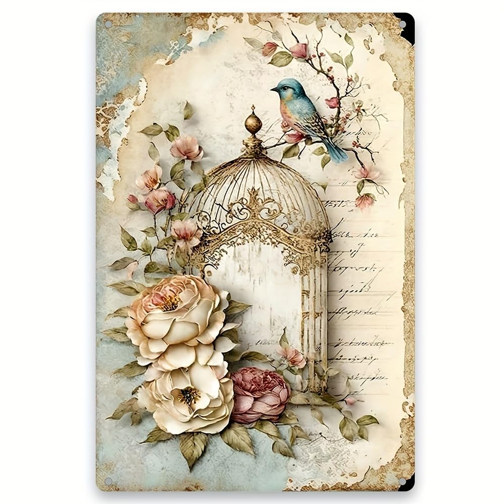 peiyeety Hummingbirds Flower Aluminium Metal Tin Sign Home Plaque Poster Home Bar Pub Wall are Decor New 8x12 Inch