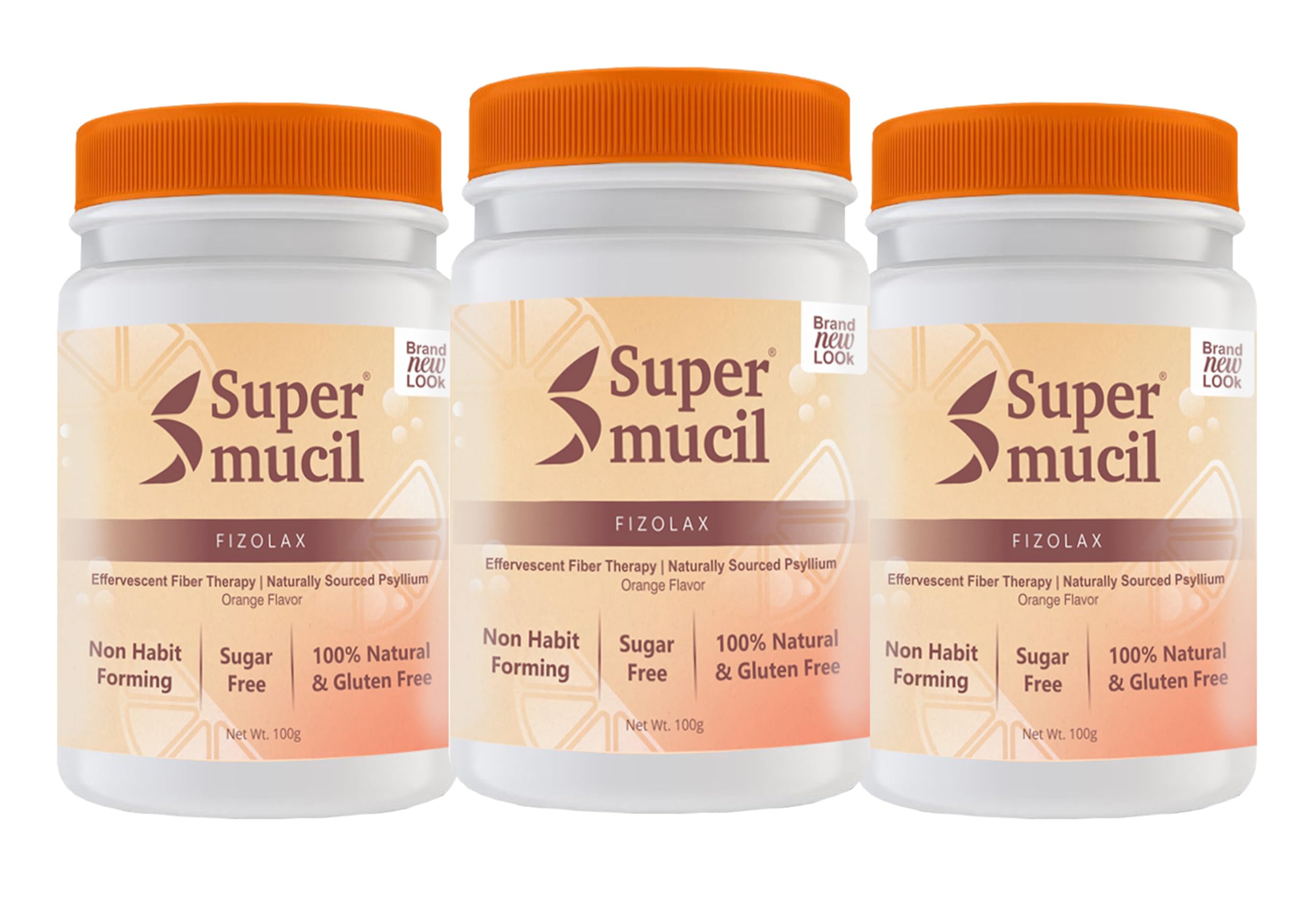 FIZOLAX: Psyllium (Sat Isabgol) Effervescent: 300 Gms Orange Flavor: Sugar Free (Combo Pack) (3 x 100 gms)