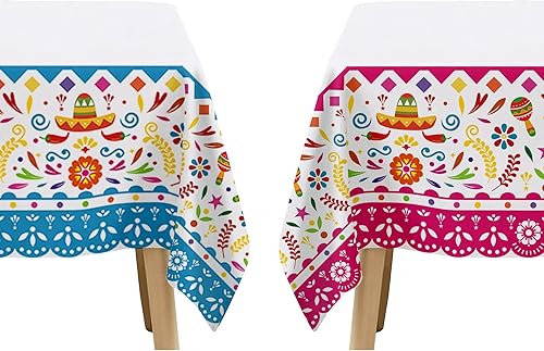 Miniatura 5 de Mantel de decoración de fiesta mexicana, suministros de fiesta del Cinco de Mayo, decoración de mesa de papel picado mexicano para taco, carnaval,