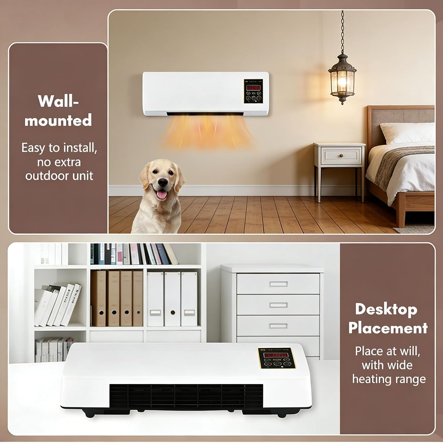 Portable Wall Air Conditioner Fan 2 In 1 Wall Mounted Heating System, Quiet Ac Fan Heater Combo Unit for Living Room Bedroom Office, Smart Air Conditioner with Remote Control(White)