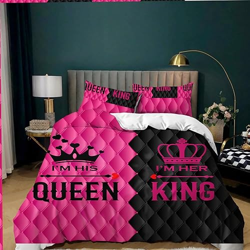 Miniatura 61 de AILONEN Juego de funda de edredón de rosa roja, tamaño King, juego de ropa de cama de delfín estrellado azul, funda de edredón romántica de San