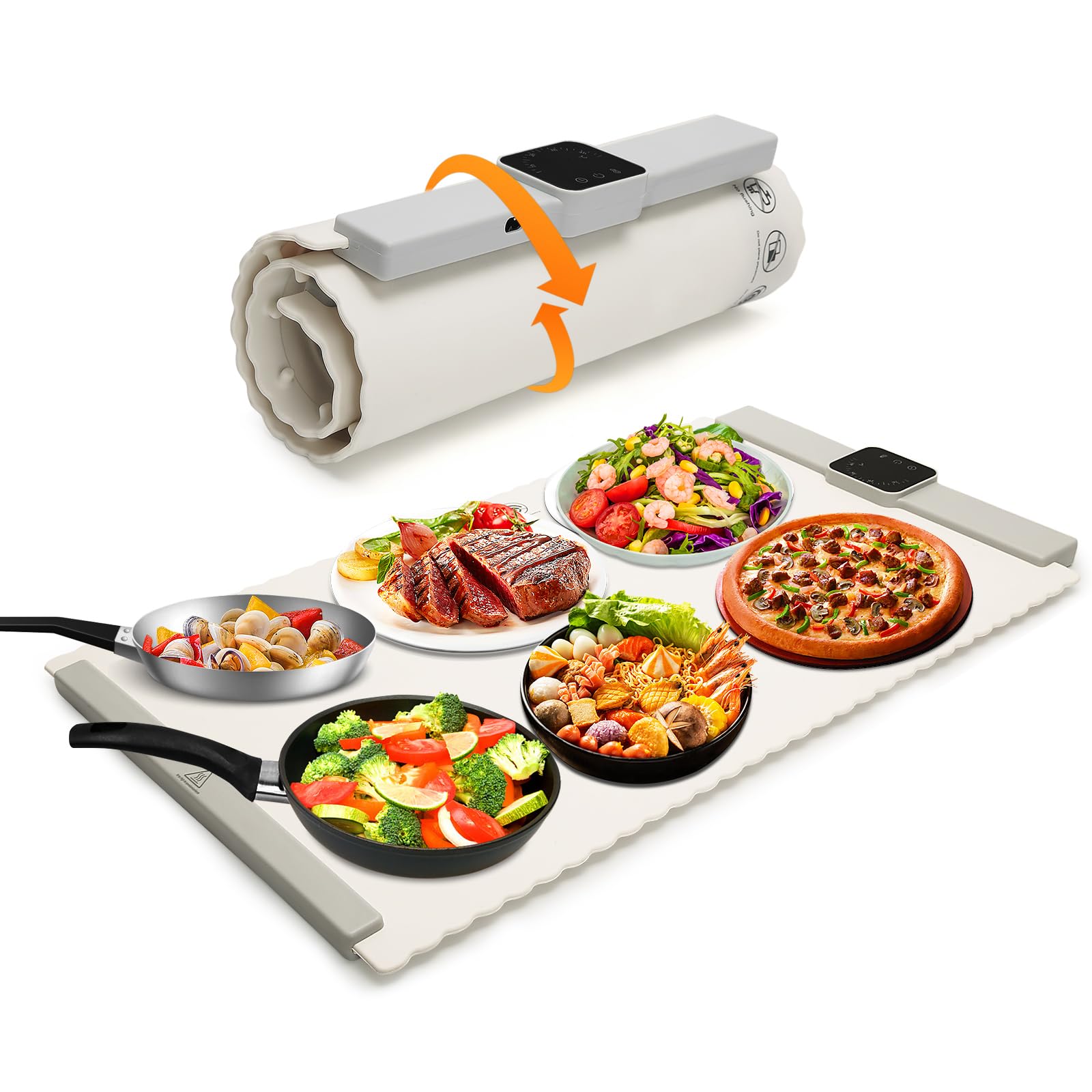 Electric Warming Tray with Adjustable Temperature?5 Level?,Foldable Flexible Food Warmer, Fast Heating Tray for Home Buffets, Restaurants, Parties