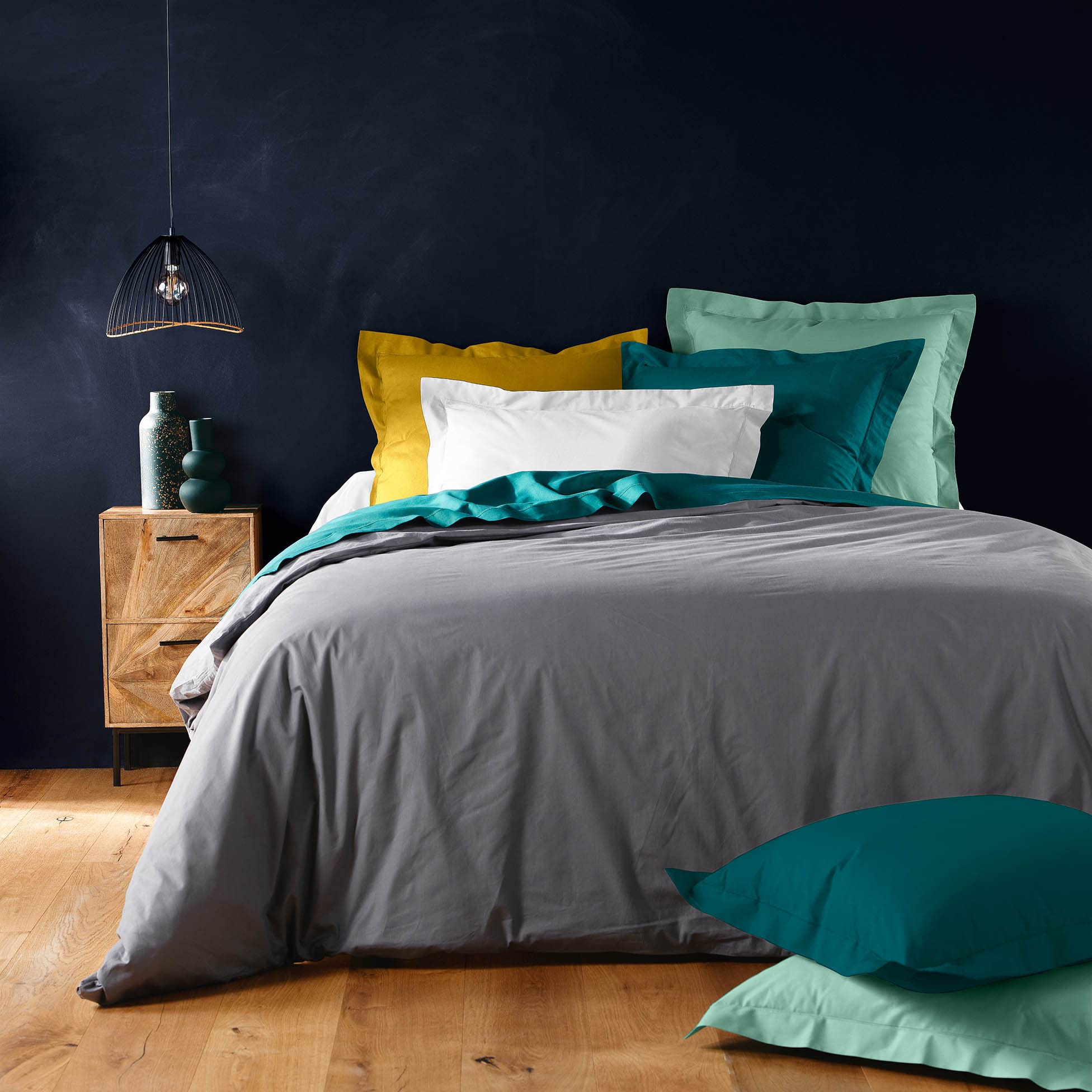 Copripiumino Matrimoniale 100% Cotone True Dreams - Grigio 240x220cm Con 2 Federe - Foto 9