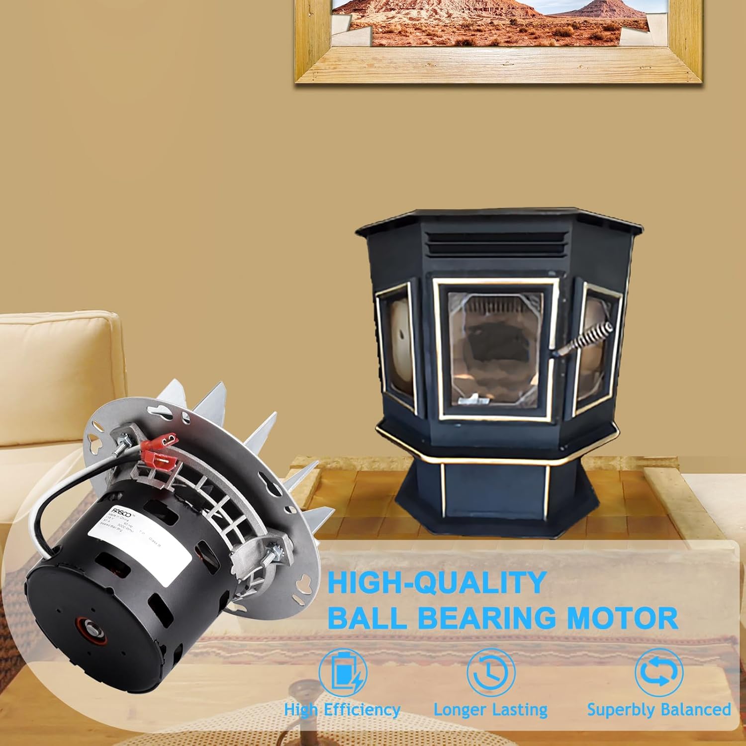 Adviace 812-0051 Exhaust Fan Blower for Quadrafire 1000 & Quadra-Fire 1000 Pellet Stoves, Combustion Blower 3-21-07021A for Harman Pellet Pro 2 & Pellet Pro II & Invincible T Pellet Stoves