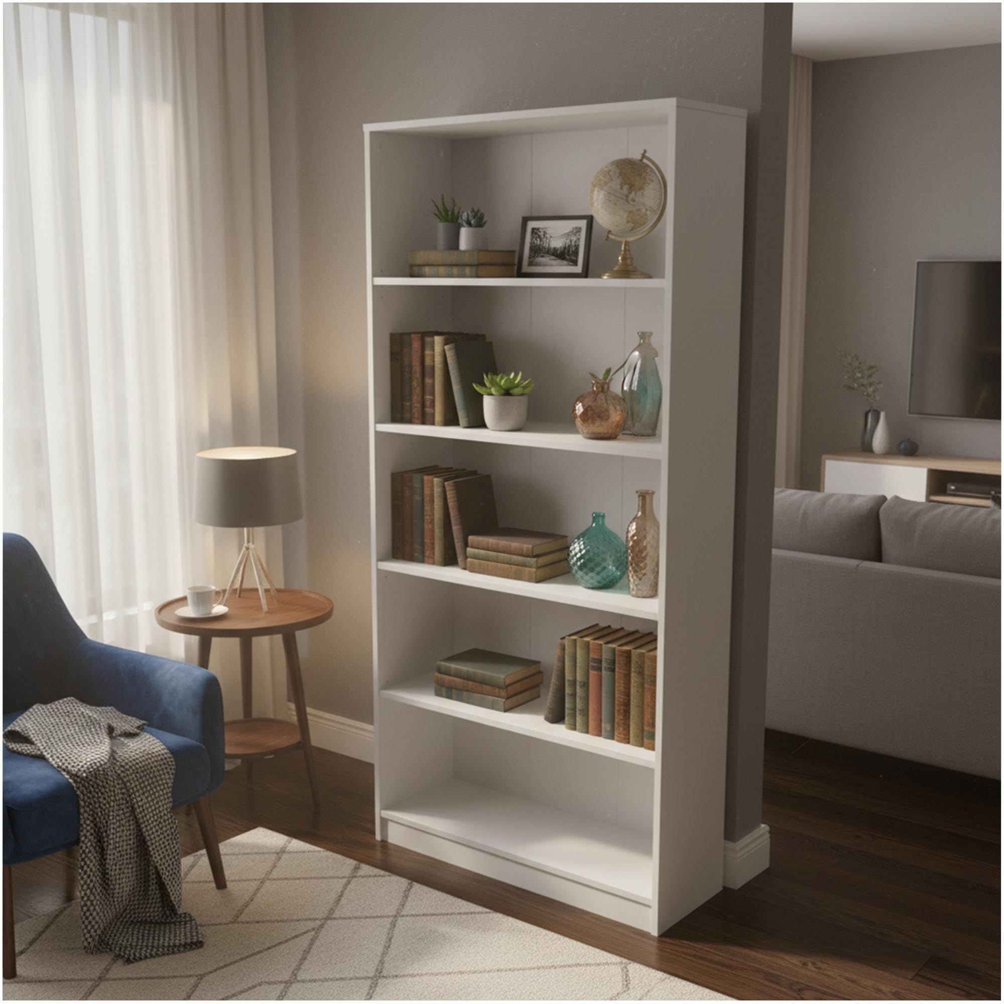 CDF Bibliothèque Ouverte Meuble à Case de Rangement avec Compartiments Colonne pour Bureau Salle à Manger Home Office Salon Livres Dossiers Décoration Chambre Modern Vertical - Blanc 80 cm