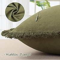 Vista 2 de ZWJD Fundas de Almohada 18x18 Juego de 2 Fundas de Almohada Decorativas Verde Militar con Flecos Algodón Chic Fundas de Cojín Cuadradas para Sofá