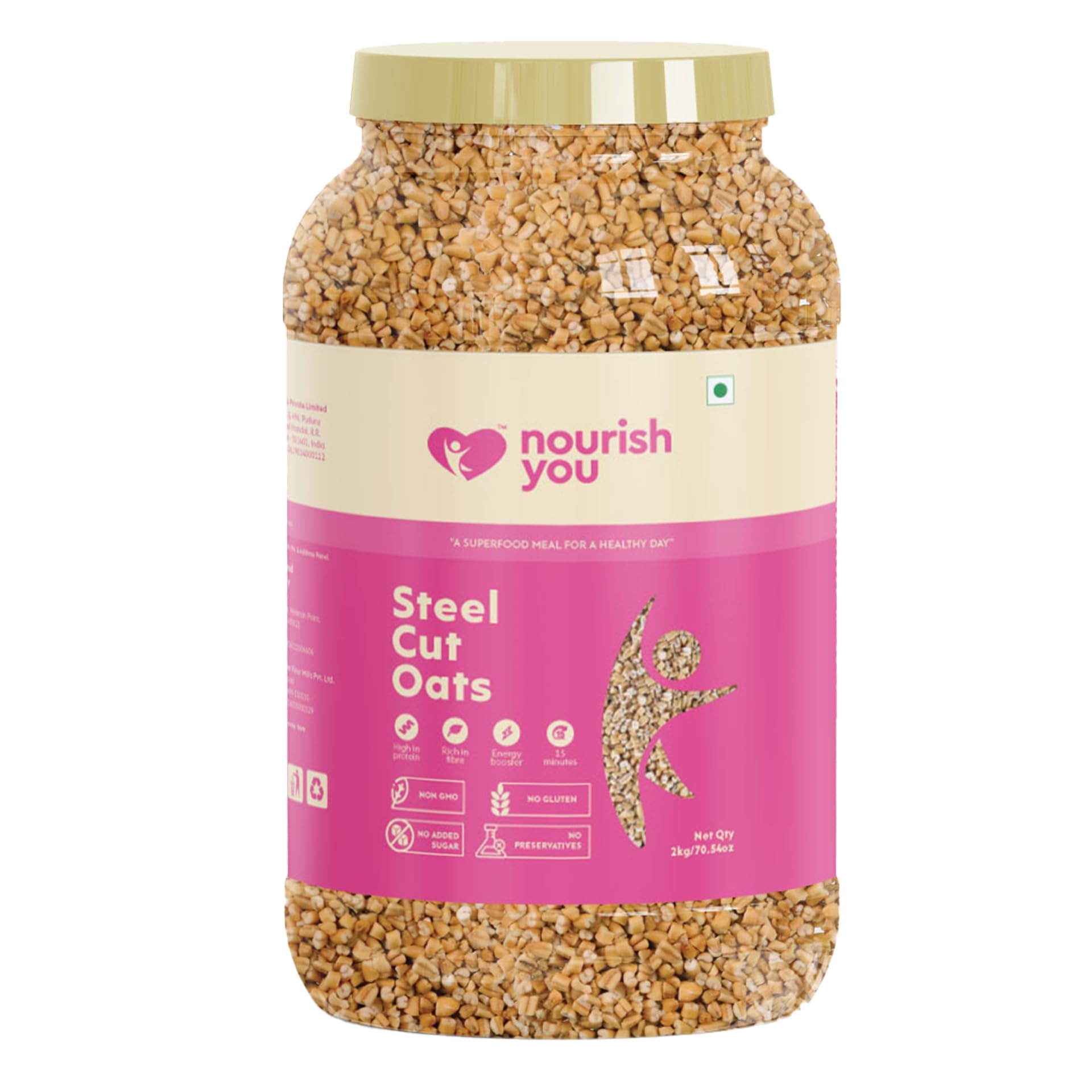 Nourish You Steel Cut Oats 2kg - 100% Wholegrain Oats | Breakfast Cereal for Weight Management | Diet Food | Rich in Fibre and Protein (B0CT8XXZ22) Amazon Price History, Amazon Price Tracker