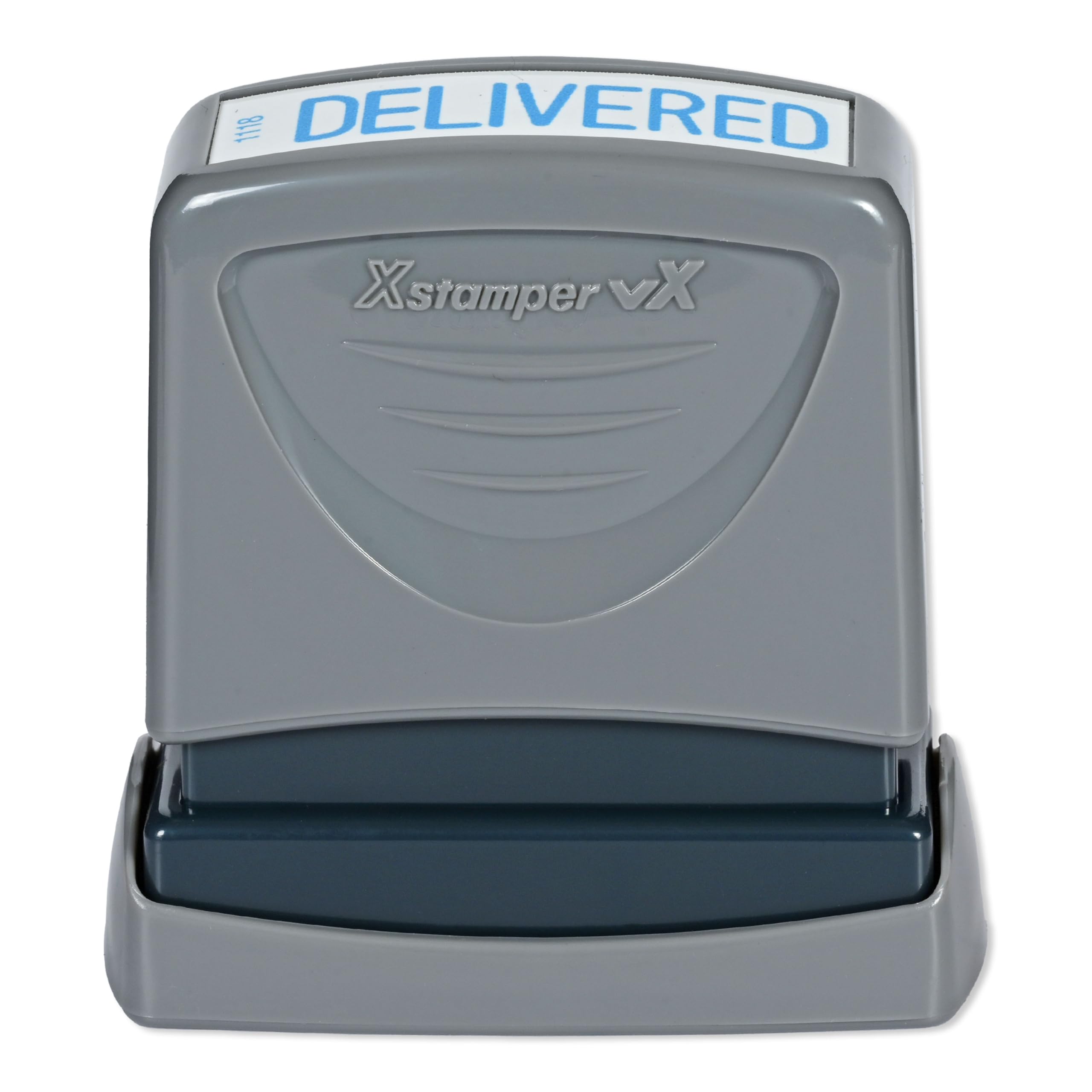 X-Stamper, "DELIVERED", Pre Inked Stamp, Re Inkable, Up to 20,000 Clear, Crisps Impressions, Blue Ink Color-ARXT1118VXCP