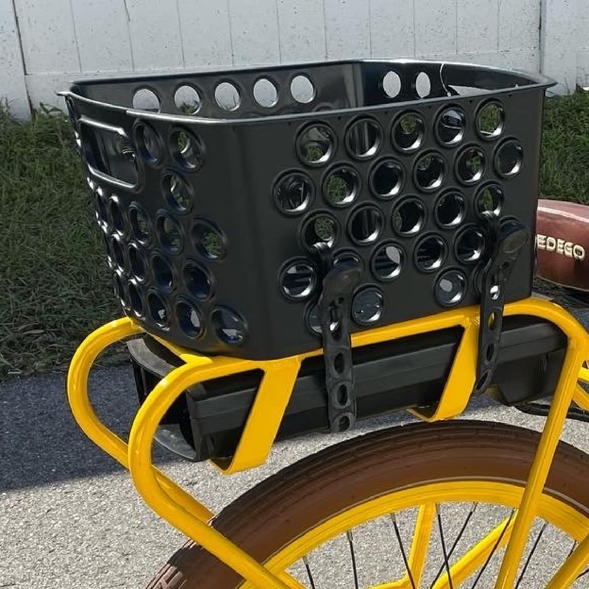 EBike Basket -BiKASE Dairyman Molded Basket - Universal to fit All Racks Including Electric Bikes with Rear Batteries Easy on and Off.