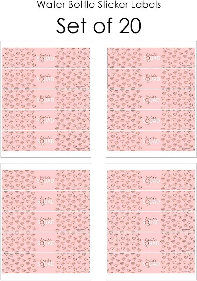 Big Dot of Happiness Bride Squad - Rose Gold Bridal Shower or Bachelorette Party Water Bottle Sticker Labels - Set of 20