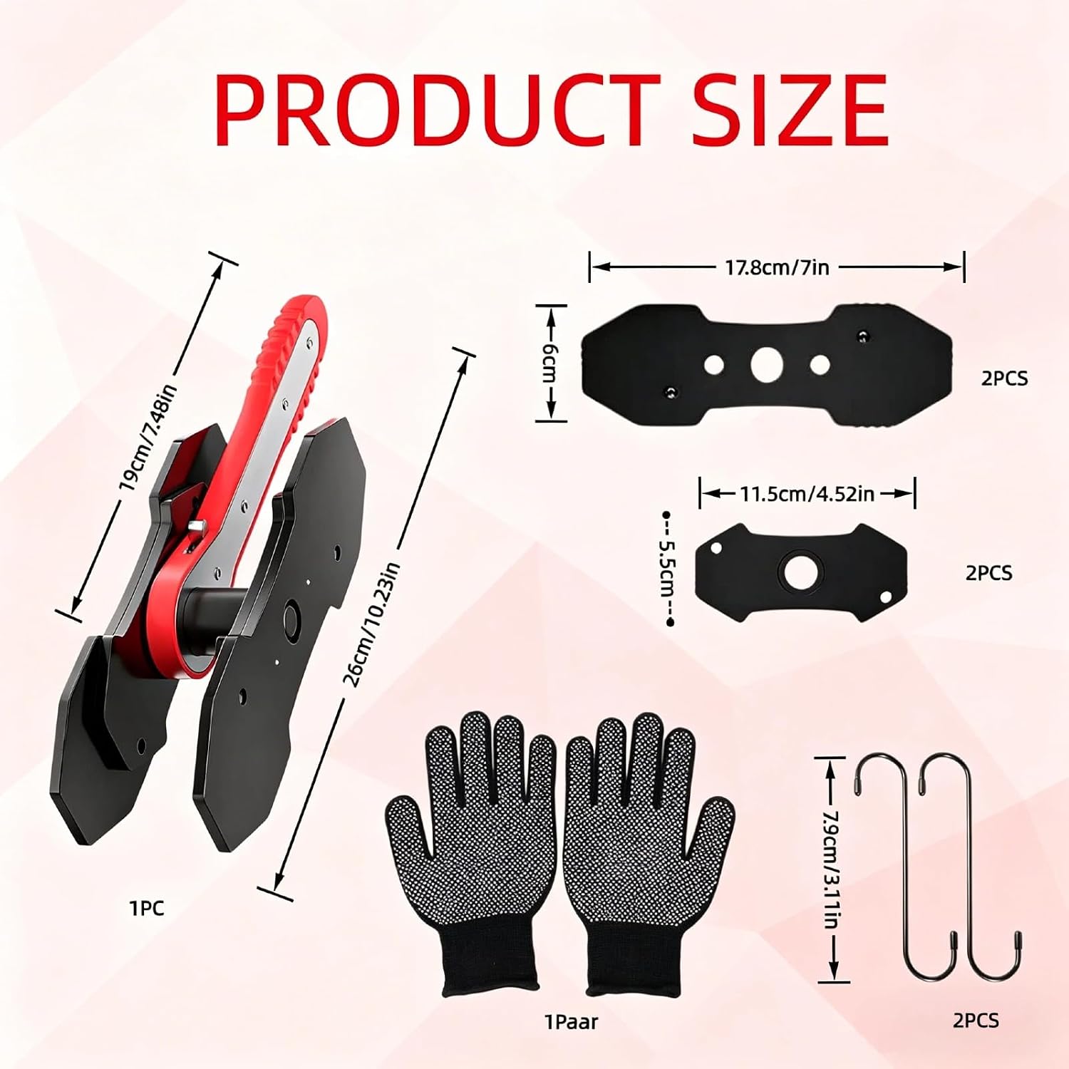 Brake Caliper Compression Tool Set: 360° Swing Ratchet Switch Brake Caliper Press, Piston Press Tool with 2 Large Steel Plate, 2 Caliper Hanger and 1 Gloves, Break Pad Spreader for Car Truck SUV