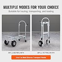 Vista 34 de VEVOR Folding Hand Truck and Dolly, 309 Lbs Capacity, Aluminum Foldable Cart, Heavy-Duty Luggage Trolley Cart with Telescoping Handle and PP+TPR