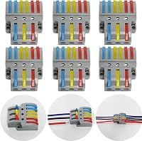 CTRICALVER Kompakt Vezetékösszekötő Készlet - 6db 3-6 Pólusú Elosztóblokk, Többszínű Elektromos Csatlakozó, 18 Csavarral, 250V/32A 1