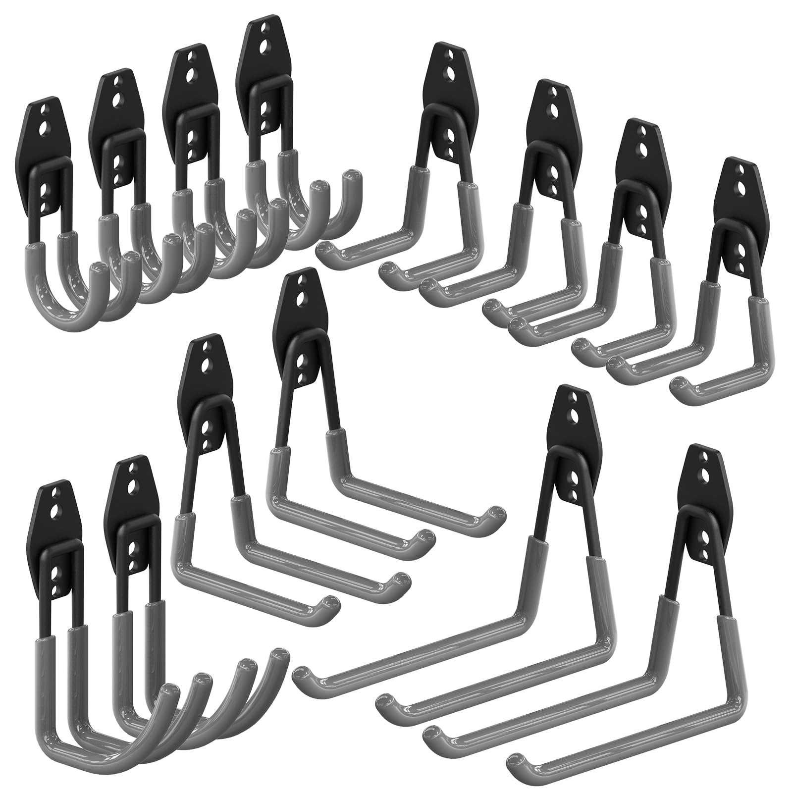3-H Ganchos de Garaje Resistentes, Paquete de 8 Ganchos de Almacenamiento de Garaje de Acero, Soporte de Pared y Organizador de Herramientas, Cuerdas, Cables(Rojo) — view 24