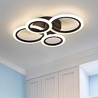 Vista 9 de Lámpara de techo LED moderna de 34 W, 3000 K-6000 K regulable, accesorios de iluminación de techo para montaje en techo, 4 anillos, candelabro LED