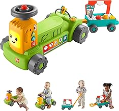 Juguetes Fisher-Price para bebés y niños pequeños Laugh & Learn 4-en-1 Tractor de Granja a Mercado con Remolque y Smart Stages para bebés de 9+ meses en adelante