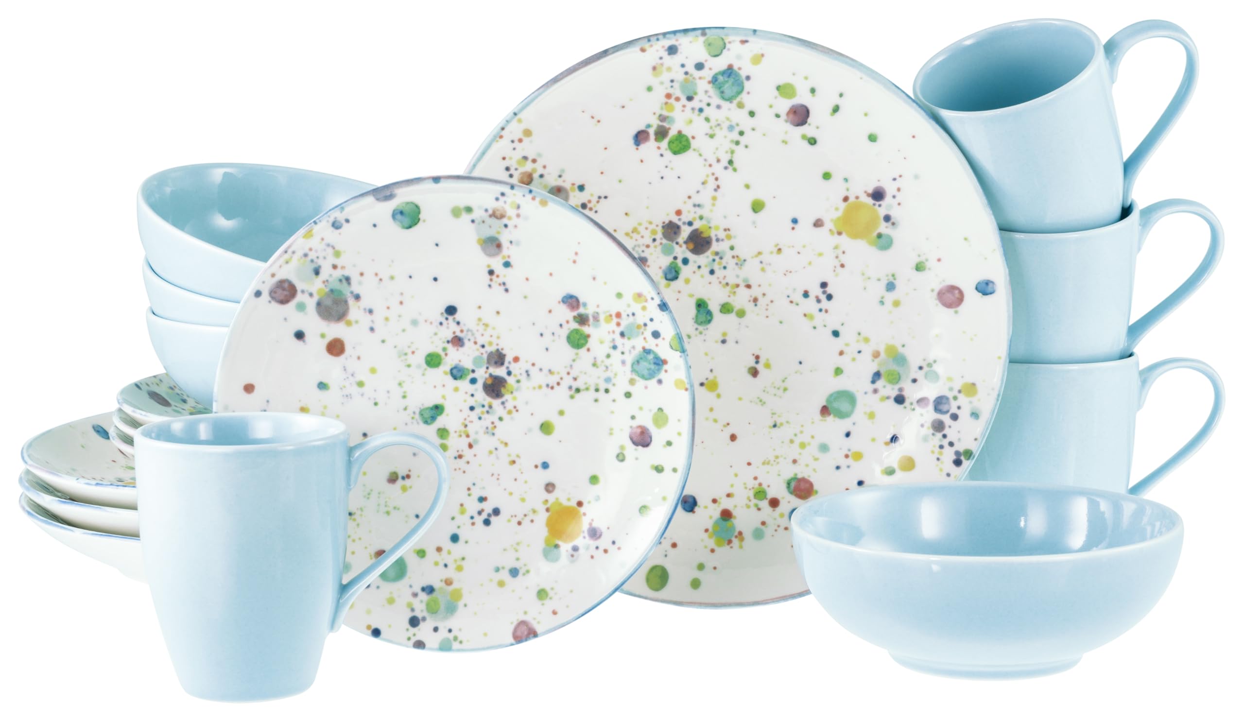 CreaTable, 24256, seria Candy Drops, 16-częściowy zestaw naczyń dla 4 osób, serwis kombi z kamionki, nadaje się do mycia w zmywarce i używania w kuchence mikrofalowej, wysokiej jakości produkcja