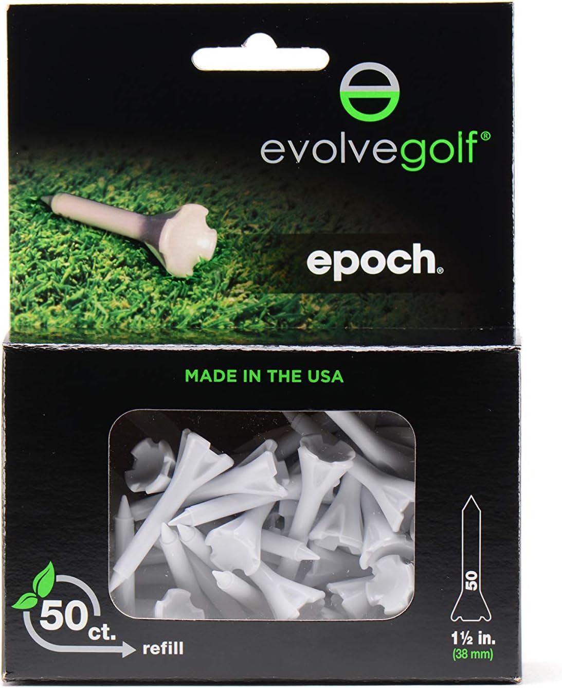 Evolve Golf Epoch 50 Count 1 1/2"" Tees