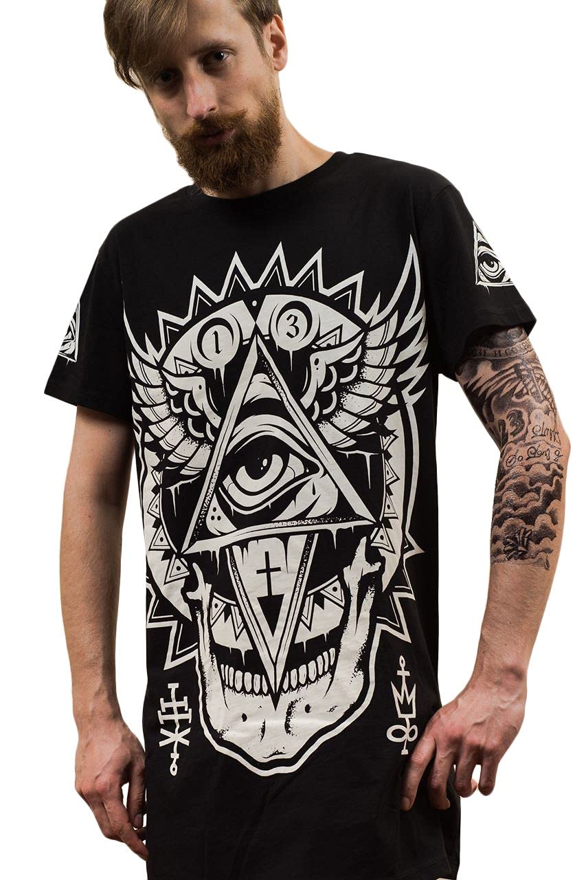 Darkside Clothing Men's Black All Seeing Eye Genuine Darkside T Shirt Occult Nu Goth Satanic Gothic Alternative Clothing