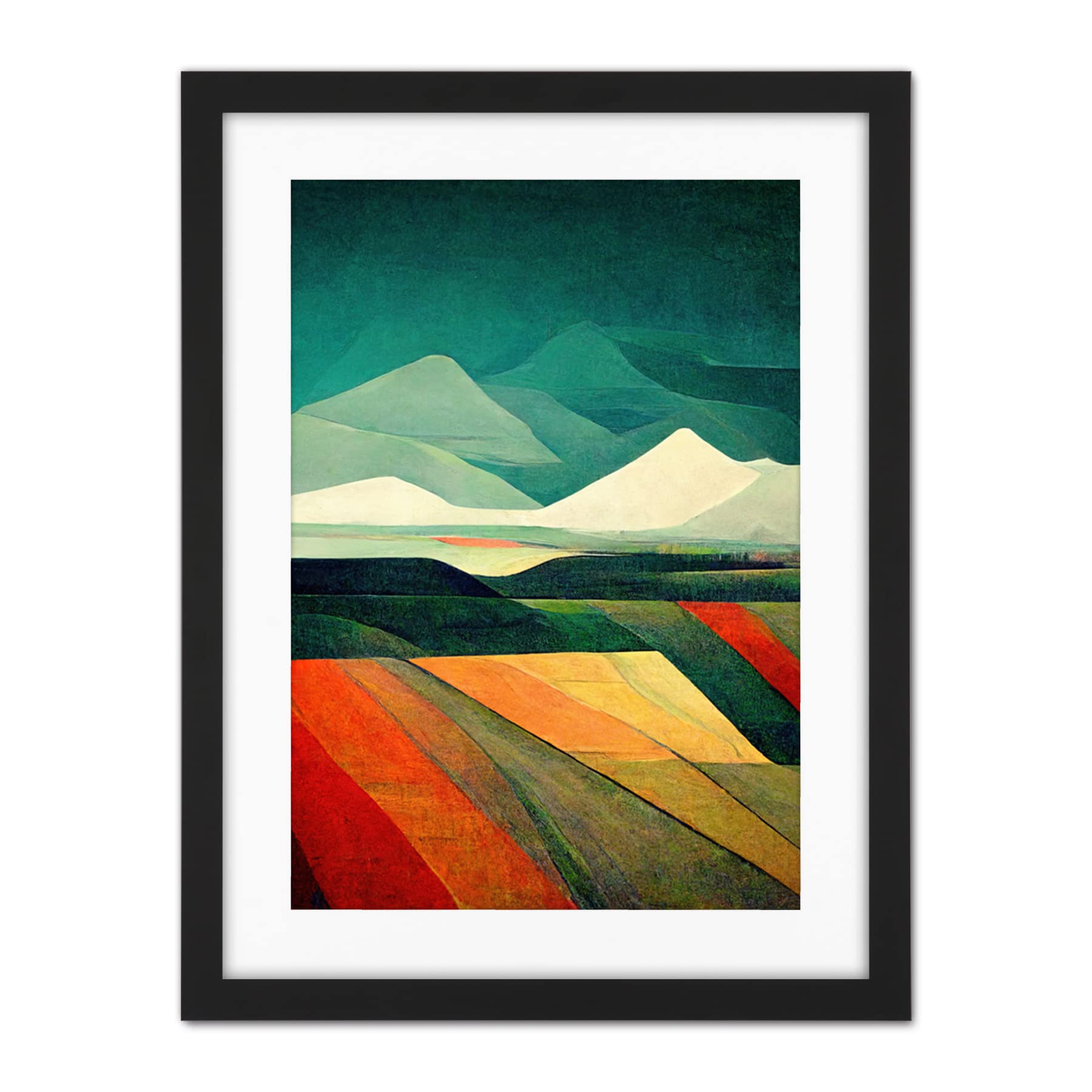 Doppelganger33 LTD Modern Semi-Abstract Colourful Landscape Artwork Framed Wall Art Print 18X24 Inch