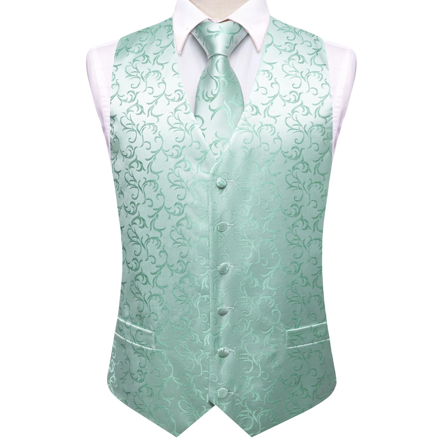 Hi-Tie Gilet da uomo formale in velluto Paisley tinta unita gilet cravatta papillon fazzoletto gemelli risvolto pin set smoking business
