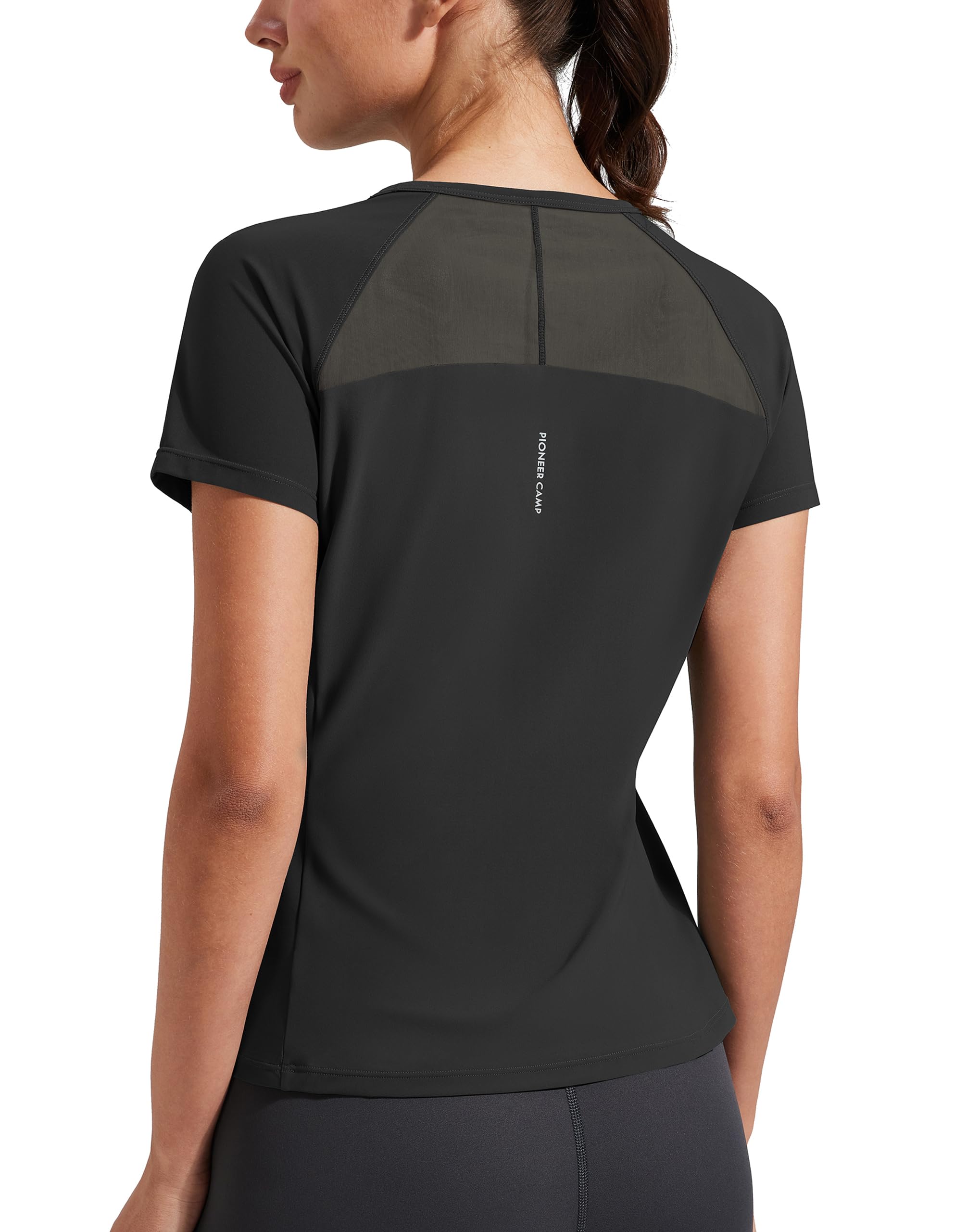 Pioneer Camp Top da allenamento da donna a maniche corte camicie atletiche traspiranti ad asciugatura rapida maglia posteriore yoga tees per corsa palestra
