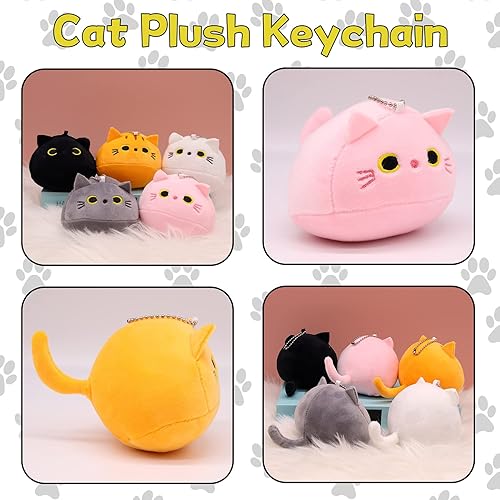 Miniatura 2 de Gato negro de peluche de gato gris blanco amarillo y rosa 5 piezas de 2 pulgadas mini animales de peluche Kawaii para decoración del hogar regalos