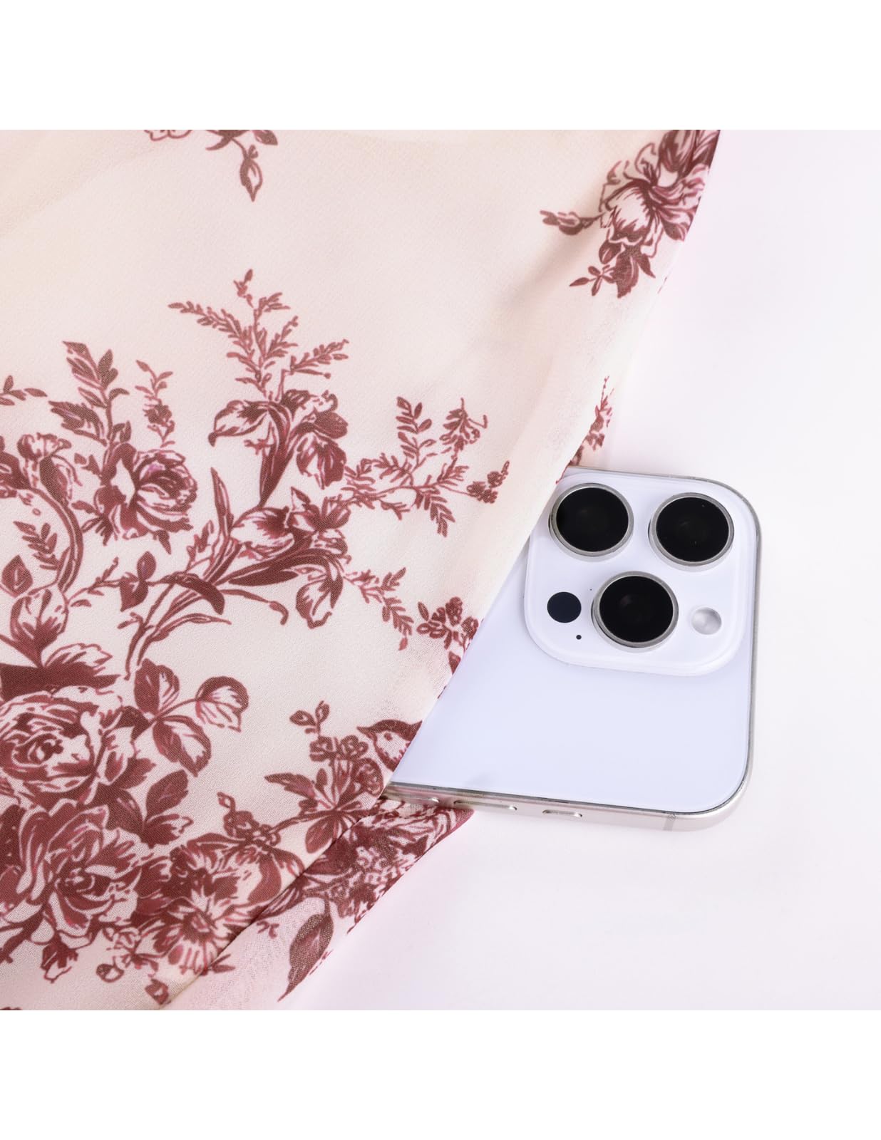 SCARLET DARKNESS Damen Maxi Röcke Blumen Chiffon Viktorianisches Elastisch Hohe Taille Fließend Rüsche Langer Rock mit Taschen