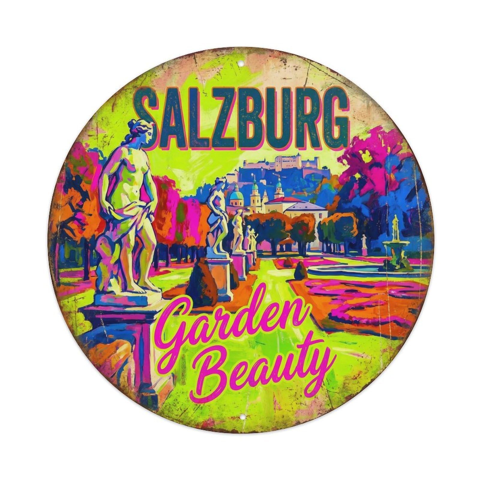 Vintage Travel Garden Salzburg Metal Tin Sign